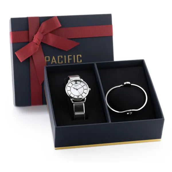 Pacific női karóra ajándékszett, ezüst, MIYOTA quartz, WR30