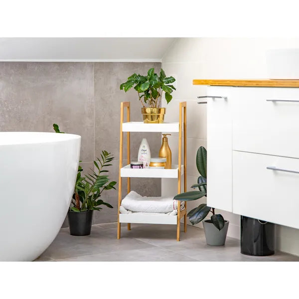 ModernHome bambusz könyvespolc és éjjeliszekrény, 3 polc, 75 cm