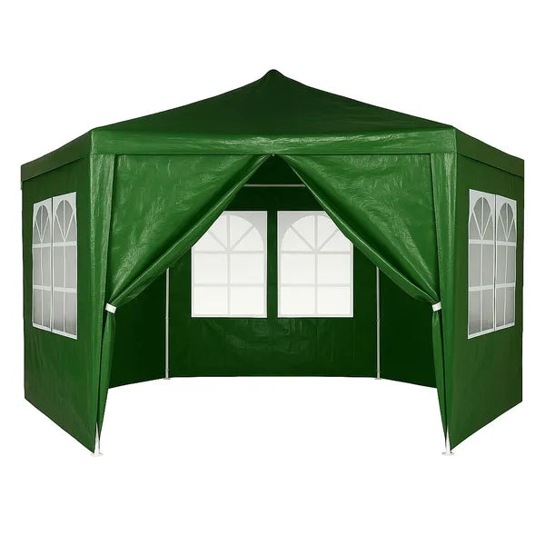 Kerti pavilon sátor 2×2×2 m, 6 oldalfal ablakokkal, zöld