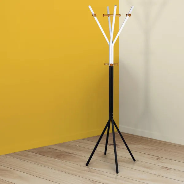 ModernHome fém ruhafogas állvány, 170 cm, 12 akasztó, fekete/fehér