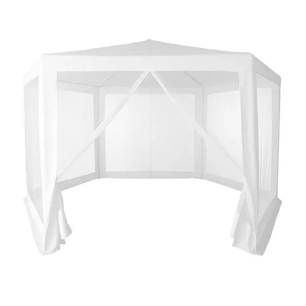 Kerti pavilon sátor 2×2×2 m, fehér, szúnyoghálós oldalfalakkal