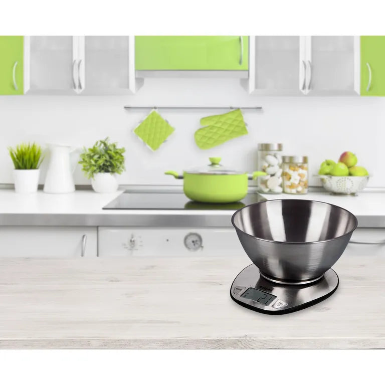 WK320 Konyhai Mérleg – LCD Kijelző – Cserélhető Tálca – Max. Súly: 5kg – Inox Szín