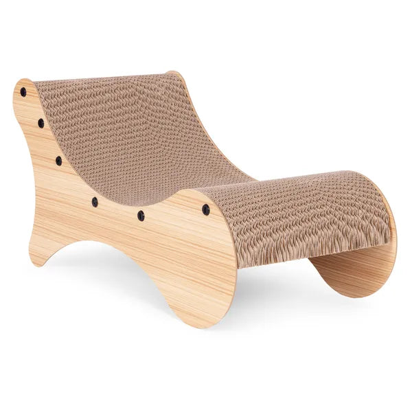 Hullámkarton macskakaparó fekhely, MDF kerettel, 55×28×29 cm