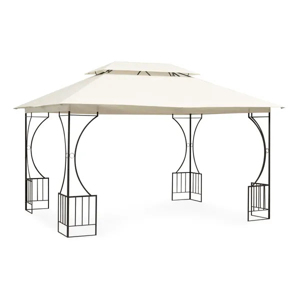 Kerti pavilon 3x4 m, bézs, oldalfalak, acél váz, duplatető
