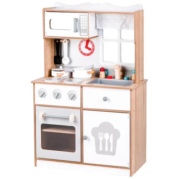 Fa játékkonyha gyerekeknek, 16 kiegészítővel, 92 cm magas – ECOTOYS