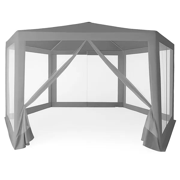 Kerti pavilon sátor 2×2×2 m, szúnyoghálós, szürke, fém vázzal