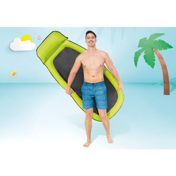 Intex zöld felfújható hálós strandmatrac, párnával, 94×178 cm