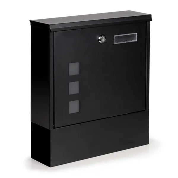 Fekete, zárható galvanizált acél postaláda újságtartóval, falra-kerítésre