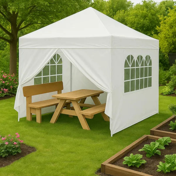 Kerti pavilon pop-up sátor 3×3 m, automata nyitás, 4 oldalfal