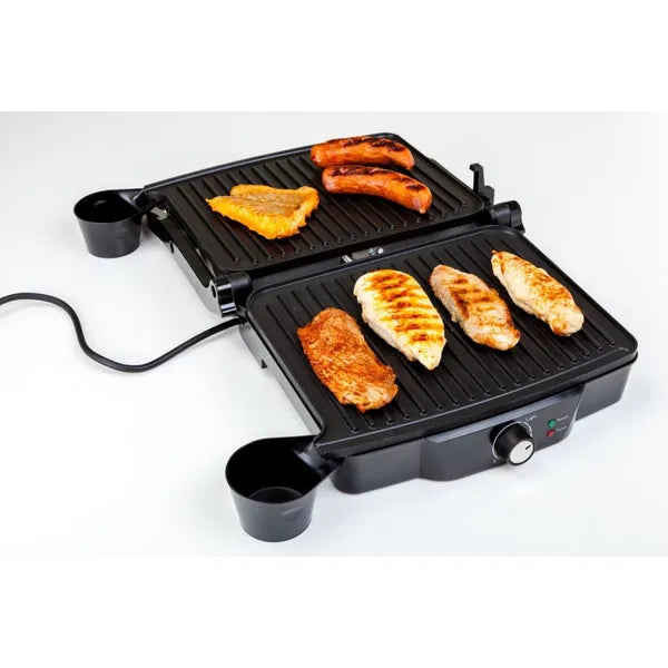 Kontaktgrill, 2000 W, tapadásmentes lapok, 180° nyitható, rozsdamentes ház