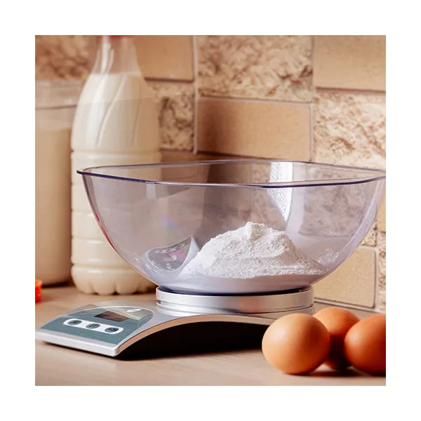 Digitális konyhai mérleg kivehető tállal, LCD kijelző, 5 kg/1 g pontosság