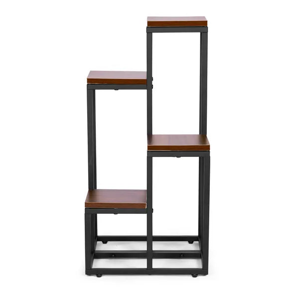 Modernhome 4 polcos virágállvány - fém, mdf, sötét dió
