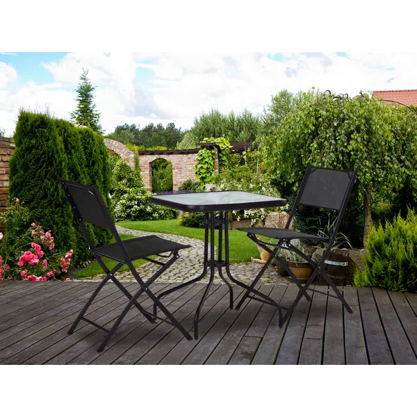 Multigarden üveg kerti asztal 80x80 cm, fekete