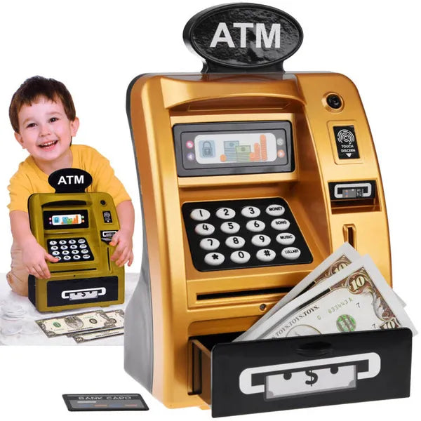 Zenélő ATM persely gyerekeknek ujjlenyomattal és PIN-nel