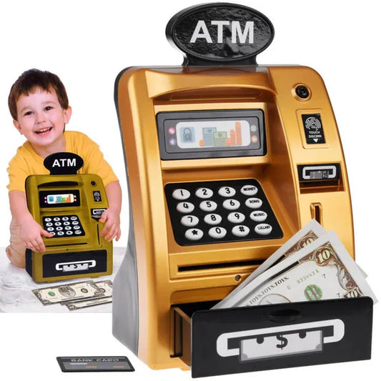 Zenélő ATM persely gyerekeknek ujjlenyomattal és PIN-nel