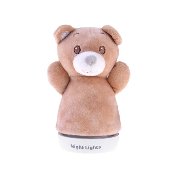 Bézs plüss mackó éjszakai LED-lámpa gyerekeknek, 14,5×7×7 cm