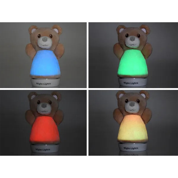 Bézs plüss mackó éjszakai LED-lámpa gyerekeknek, 14,5×7×7 cm