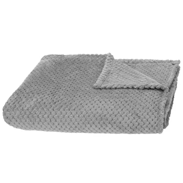Szürke, dombornyomott poliészter pléd 200×220 cm, 250 g/m²