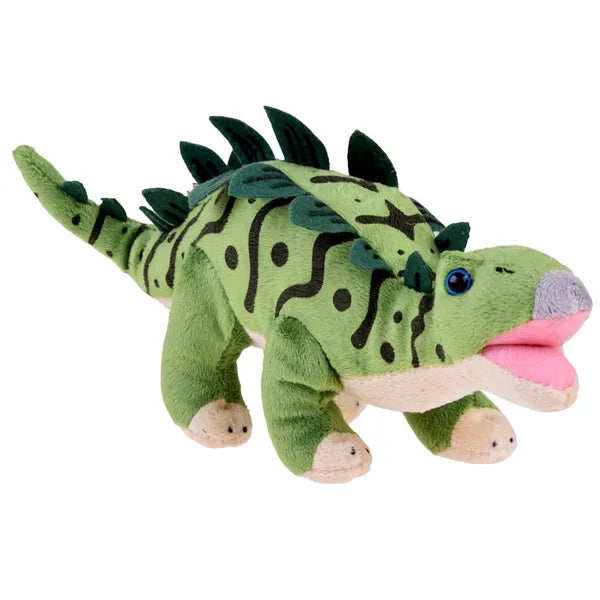 Zöld stegosaurus plüss dínó figura, 30 cm