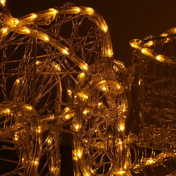 LED-es világító rénszarvas szánnal, 312 meleg fehér LED, 150 cm, IP44