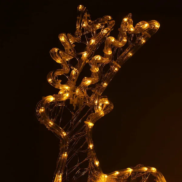 LED-es világító rénszarvas szánnal, 312 meleg fehér LED, 150 cm, IP44