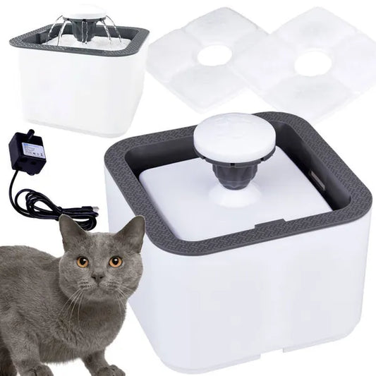 Automata 2,5 l-es macska-kutya itató szökőkút, 3 üzemmóddal, csendes USB pumpa