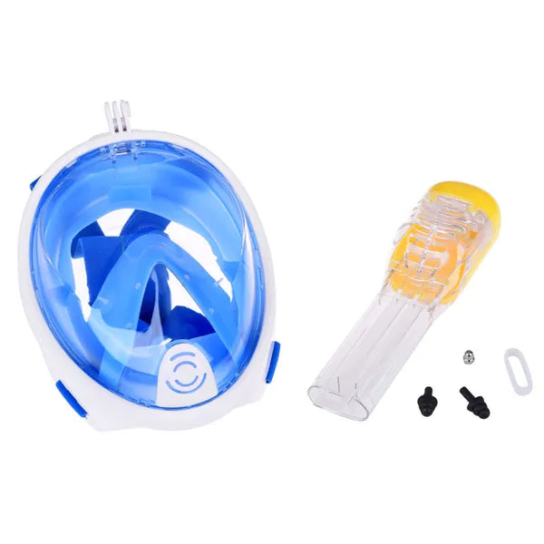 Kék teljes arcú búvármaszk snorkellel S/M, 180° látószög