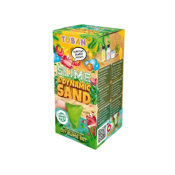 Zöld slime és dinamikus homok kreatív készlet, 100 ml ragasztó, 50 g homok