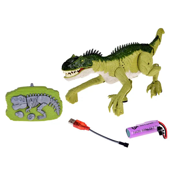 Zöld távirányítós dinoszaurusz játék, hang- és fényhatásokkal, 36 cm