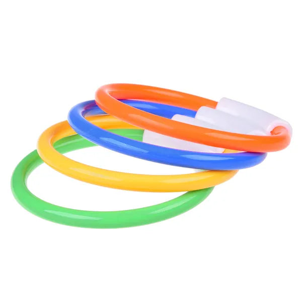 Műanyag búvárgyűrű készlet, 4 db, 14 cm, színes medencejáték