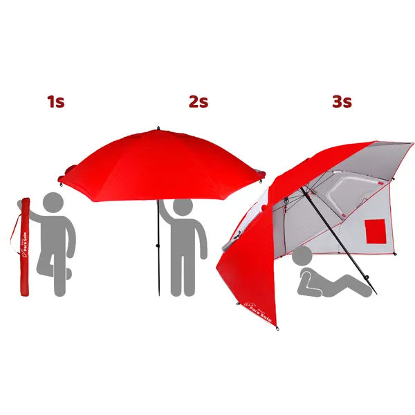Piros strand- és kerti napernyő 240 cm, UPF 50+, szellőző, hordtáska