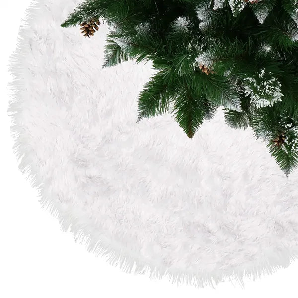 Fehér műszőrme karácsonyfa alátét, 150 cm, tépőzáras