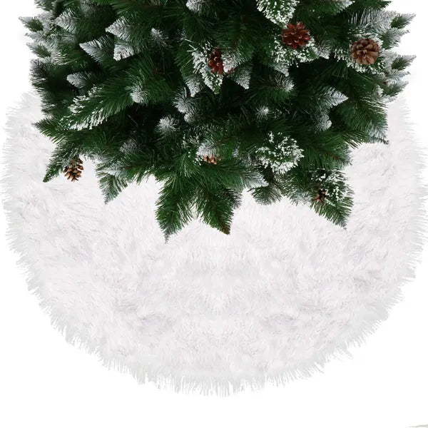 Fehér műszőrme karácsonyfa alátét, 150 cm, tépőzáras