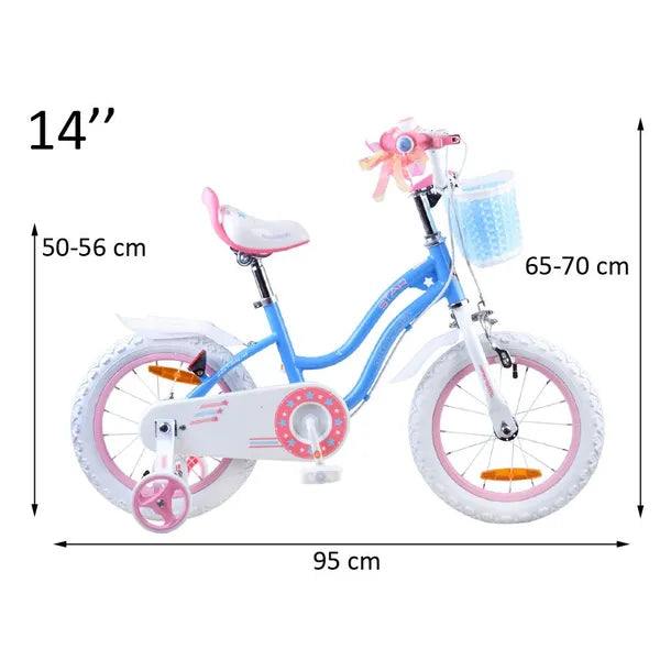 RoyalBaby Star Girl lánykerékpár, 14''-os, kék, segédkerekekkel