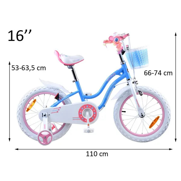 RoyalBaby Star Girl 16" lány kerékpár kosárral, pótkerékkel