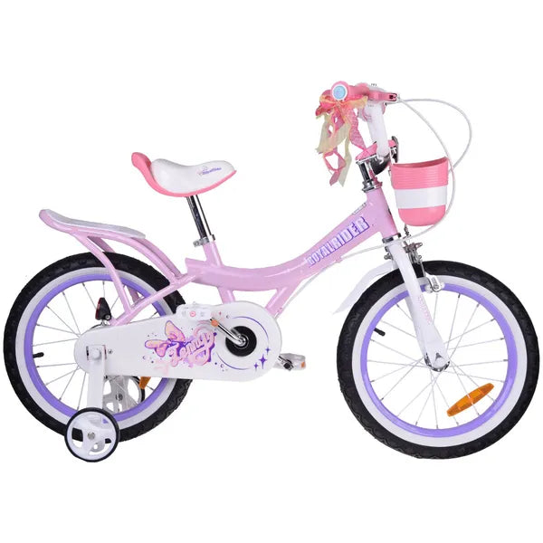 Gyerek kerékpár 16″ rózsaszín kosárral, csengővel és tanulókerekekkel