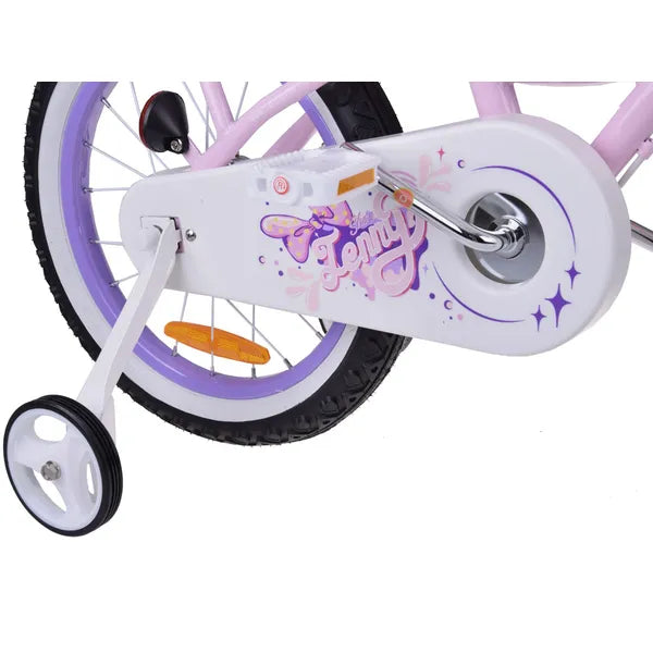 Gyerek kerékpár 16″ rózsaszín kosárral, csengővel és tanulókerekekkel