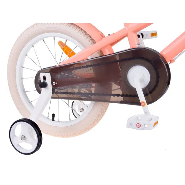 RoyalBaby 16'' vintage gyermek kerékpár kosárral, acél váz, oldalkerekek