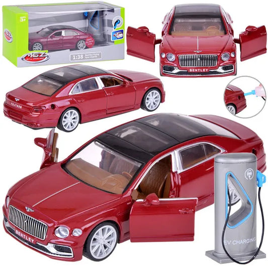 Bentley Flying Spur Hybrid 1:38 fém modellautó bordó, hang-fény, nyitható ajtók