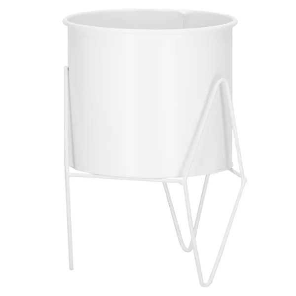 Fehér matt fém virágtartó állvány, Ø14,5 cm, 22 cm magas