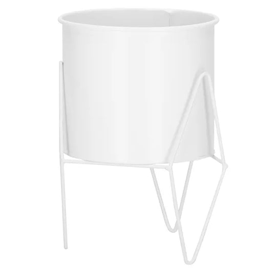 Fehér matt fém virágtartó állvány, Ø14,5 cm, 22 cm magas