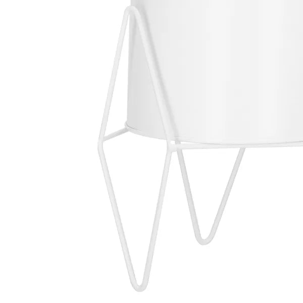 Fehér matt fém virágtartó állvány, Ø14,5 cm, 22 cm magas