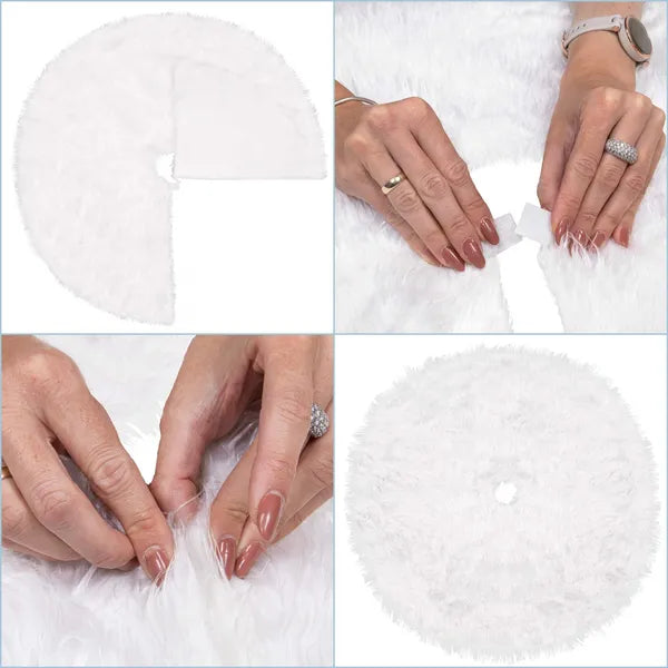 Fehér karácsonyfa szoknya 120 cm, poliészter, tépőzár