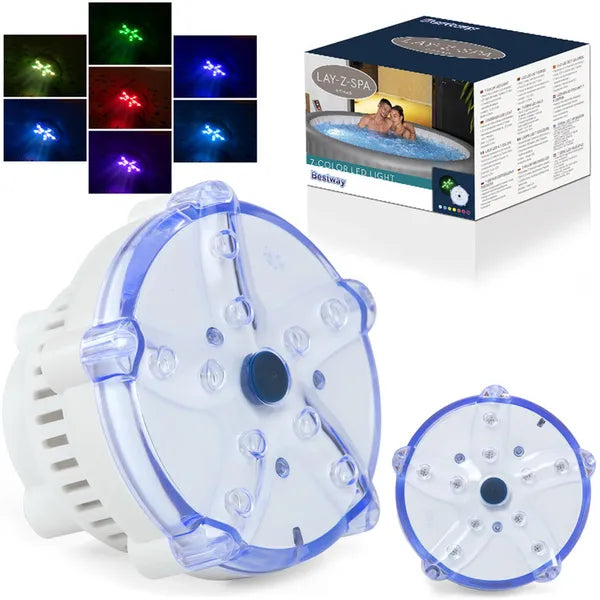 Bestway vízálló LED jacuzzi lámpa, 7 szín, 10 LED, AAA, 2024+ modellek