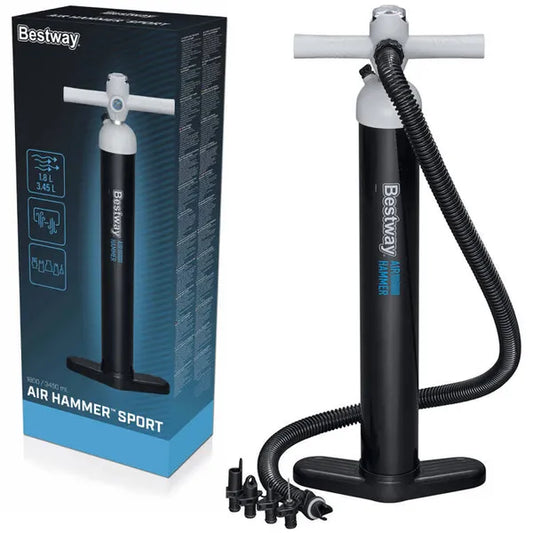 Kézi nagynyomású kétirányú pumpa manométerrel, 65 cm, 3,45 l/ütem, 5 adapter