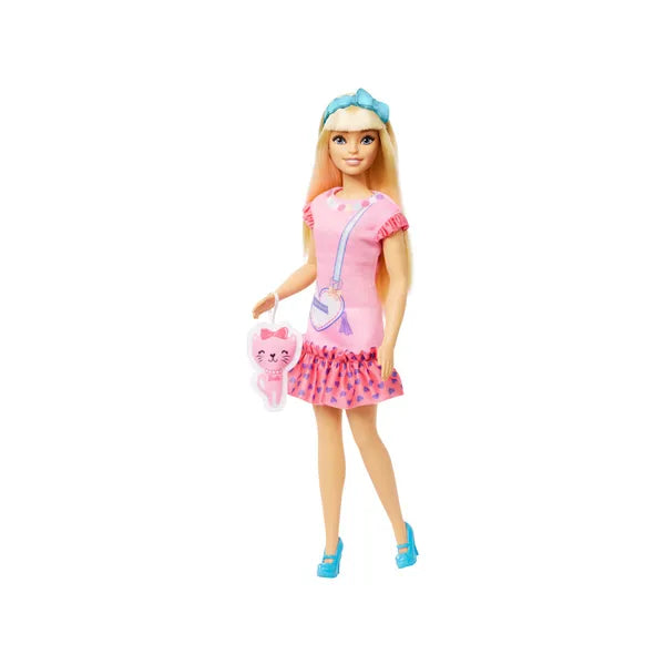 Barbie Első Barbie-m baba, mozgatható végtagok, 34 cm, fésű+cica táska