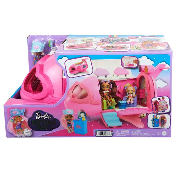 Barbie Extra Fly Minis rózsaszín repülőgép pilóta babával 38 cm kiegészítőkkel