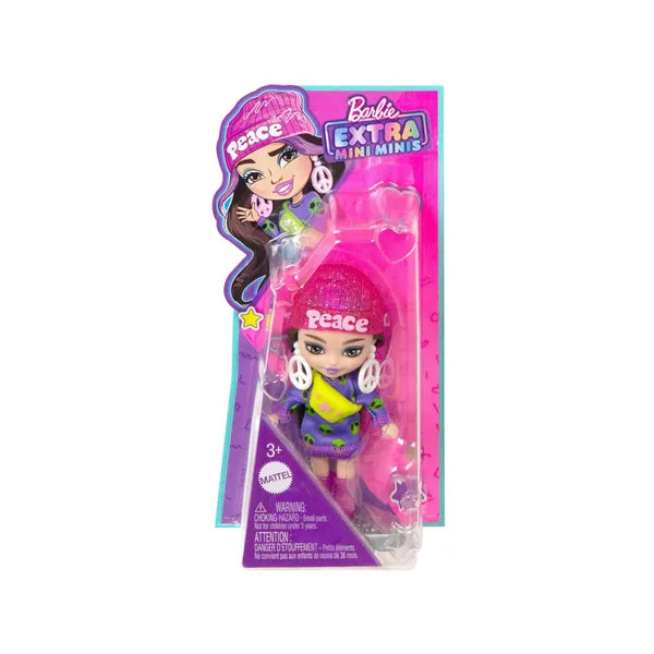 Barbie Extra Mini Minis divatbaba 8,5 cm – lila UFO tunika, kiegészítők
