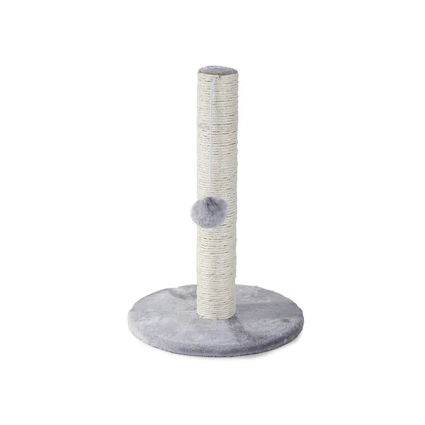 Szürke macskakaparó oszlop plüss labdával, 43 cm