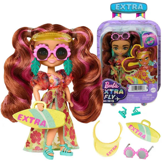 Barbie Extra Fly Minis baba – napfényes tengerparti szett, 15 cm
